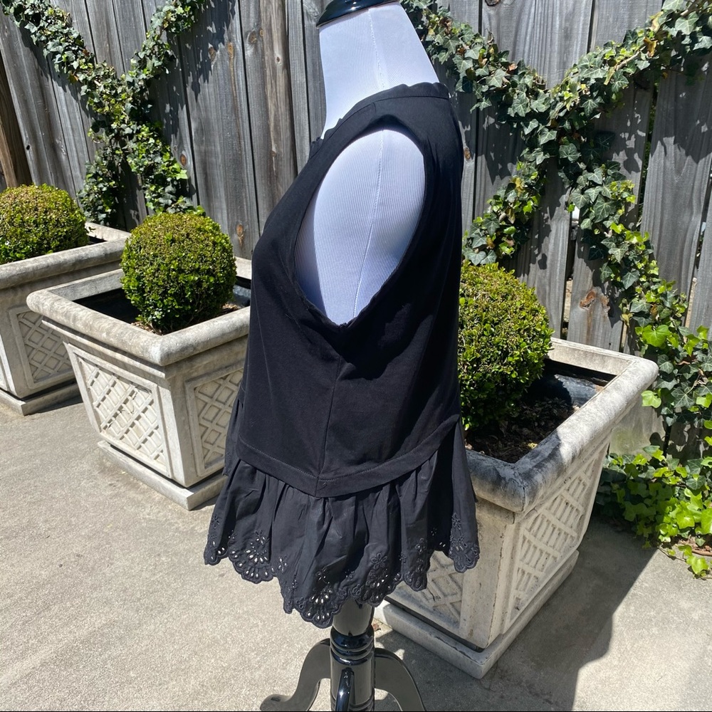 J. CREW Black Tulip-Back Eyelet Peplum Top NWT S - Picture 6 of 8